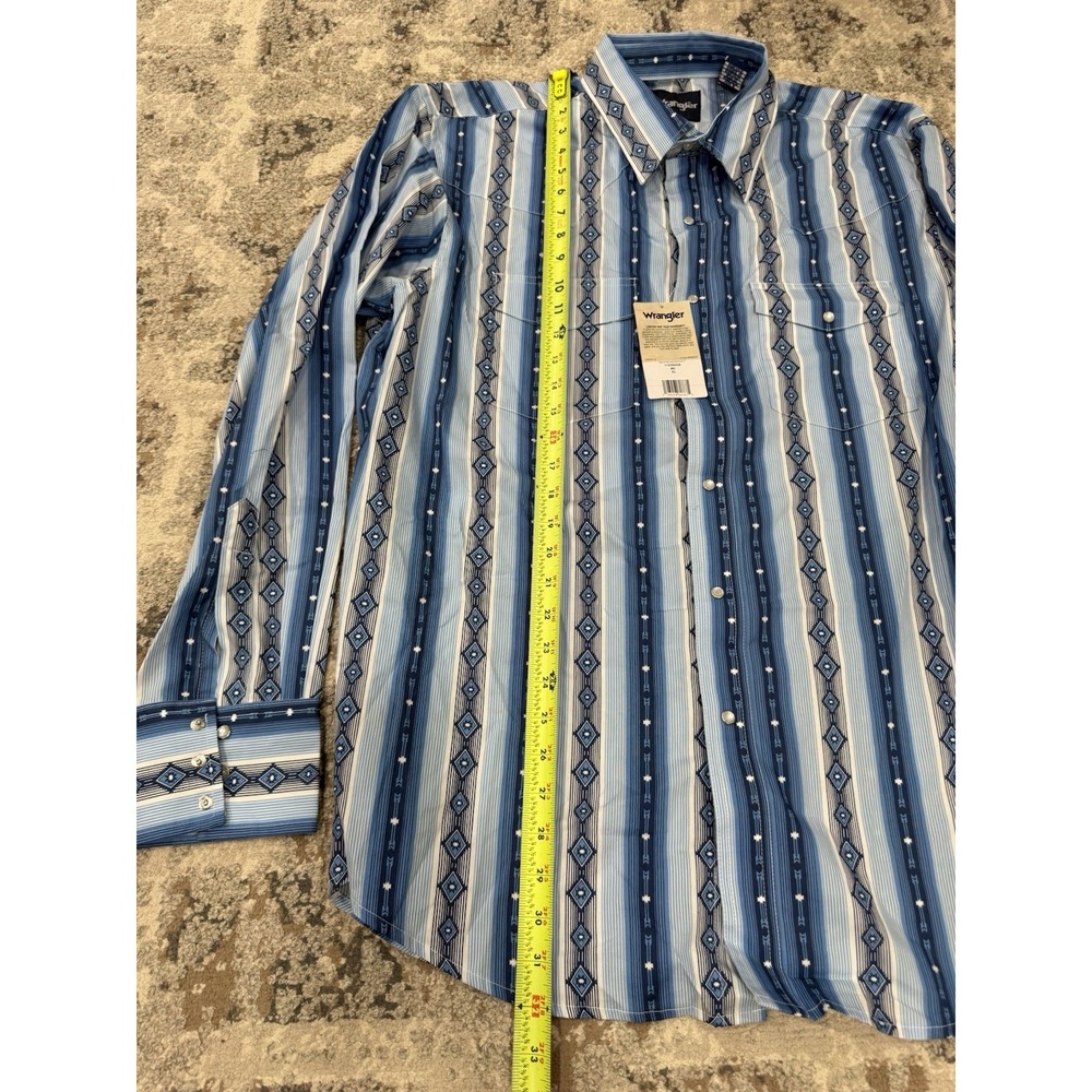 Wrangler Western Shirt Mens XL Pearl Snap Long Sleeve Striped NWT - Picture 7 of 11